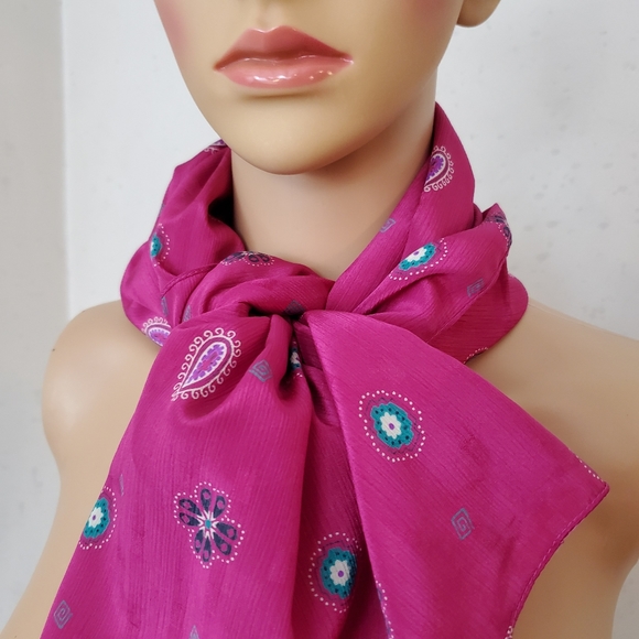 Vintage Accessories - Vintage Pink Print Scarf 30" x 30" Wrinkle Free